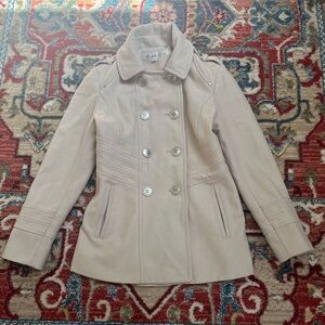 Kenneth Cole Women's Light Beige Double-Breasted Peacoat